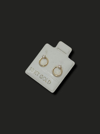 Broquel Circulo y Zirconia Oro 10k
