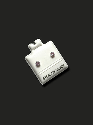 Broquel Pequeño Zirconia Rosa Plata .925