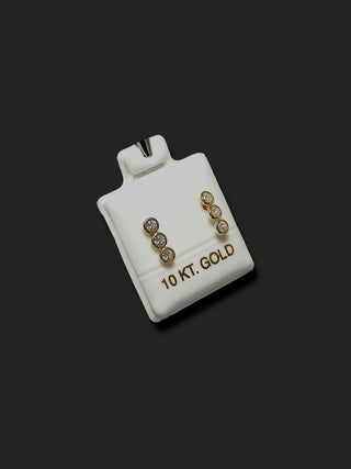 Broquel 3 Círculos Zirconia Oro 10k